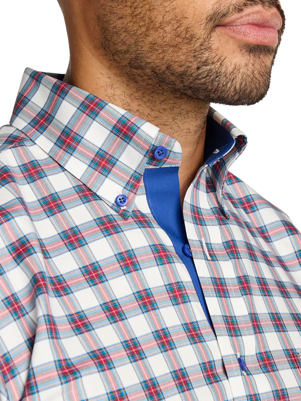 Alternate Image of Comfort Stretch Non-iron Plaid Dress Shirt With Contrast Trim-2