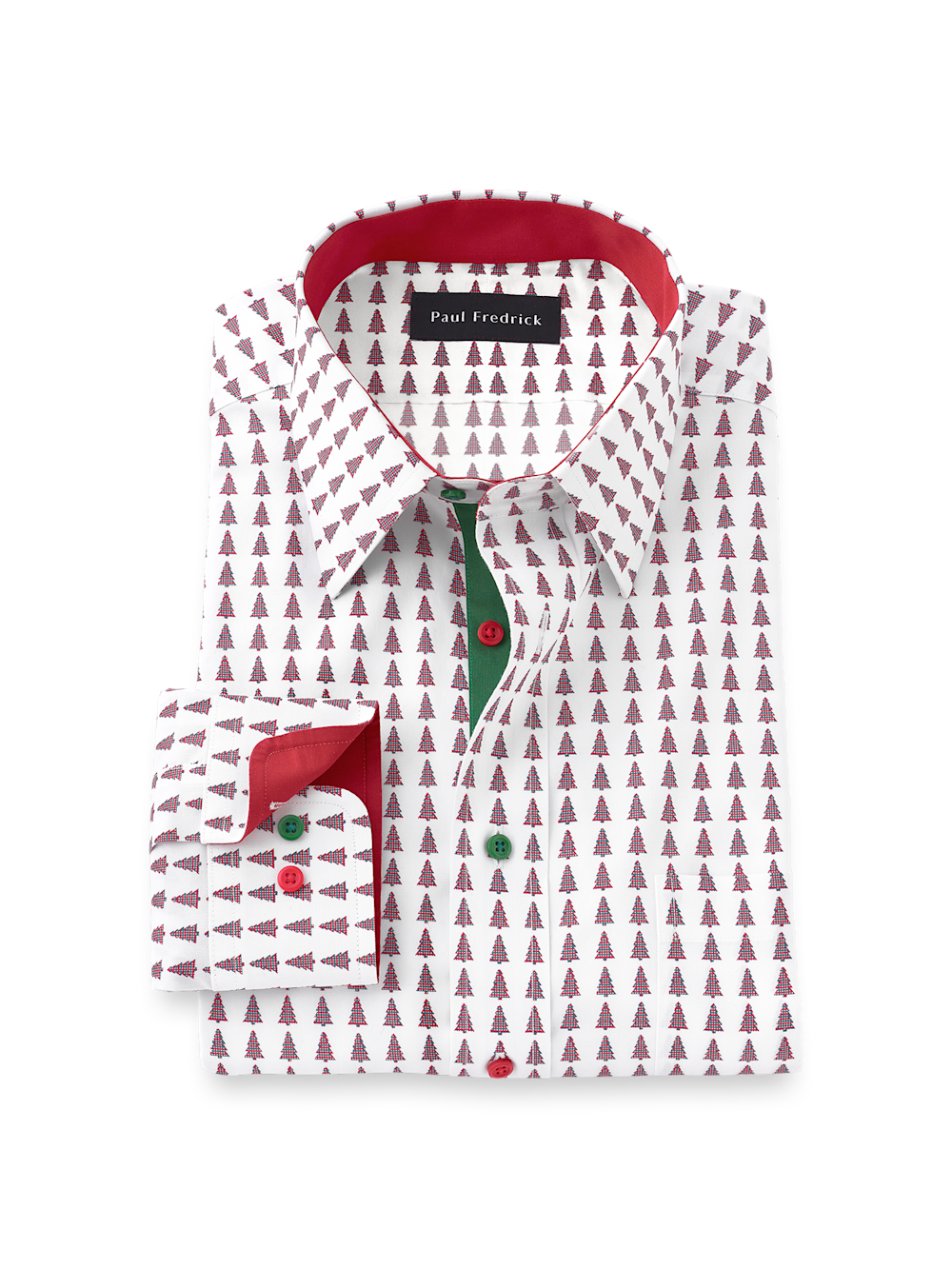 Product Image of Comfort Stretch Non-iron Novelty Dress Shirt With Contrast Trim-Red/Green