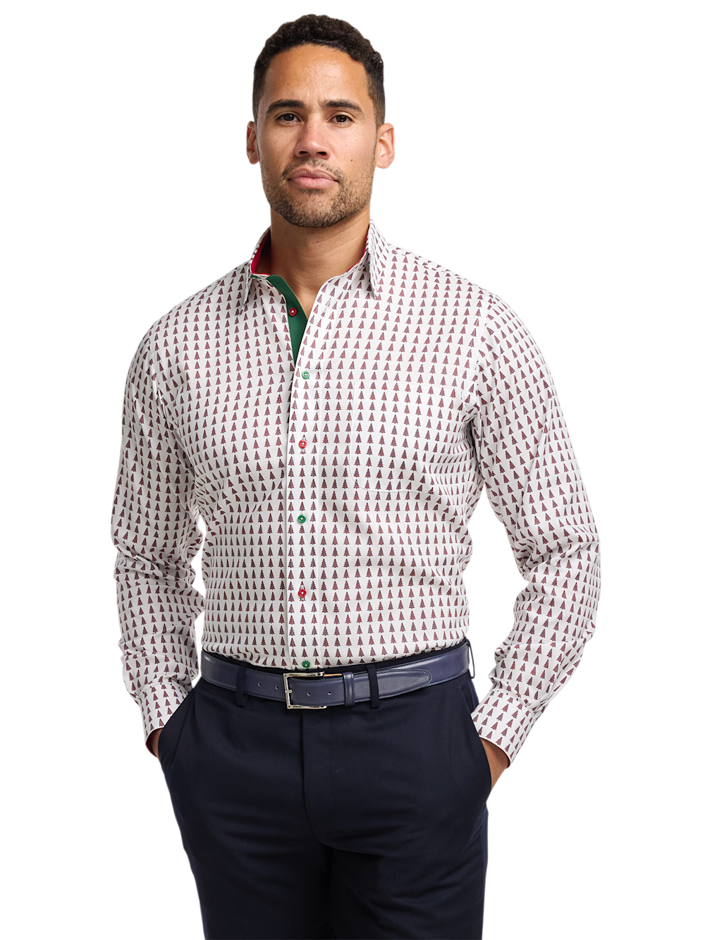 Alternate Image of Comfort Stretch Non-iron Novelty Dress Shirt With Contrast Trim-1