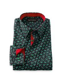 Comfort Stretch Non-Iron Novelty Dress Shirt With Contrast Trim - Black