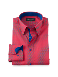 Comfort Stretch Non-Iron Novelty Dress Shirt With Contrast Trim - Red