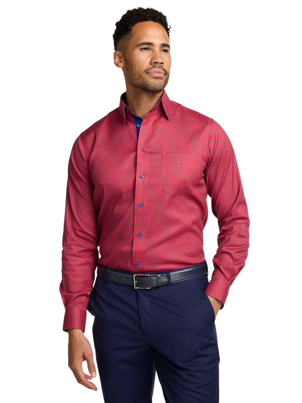 Alternate Image of Comfort Stretch Non-iron Novelty Dress Shirt With Contrast Trim-1
