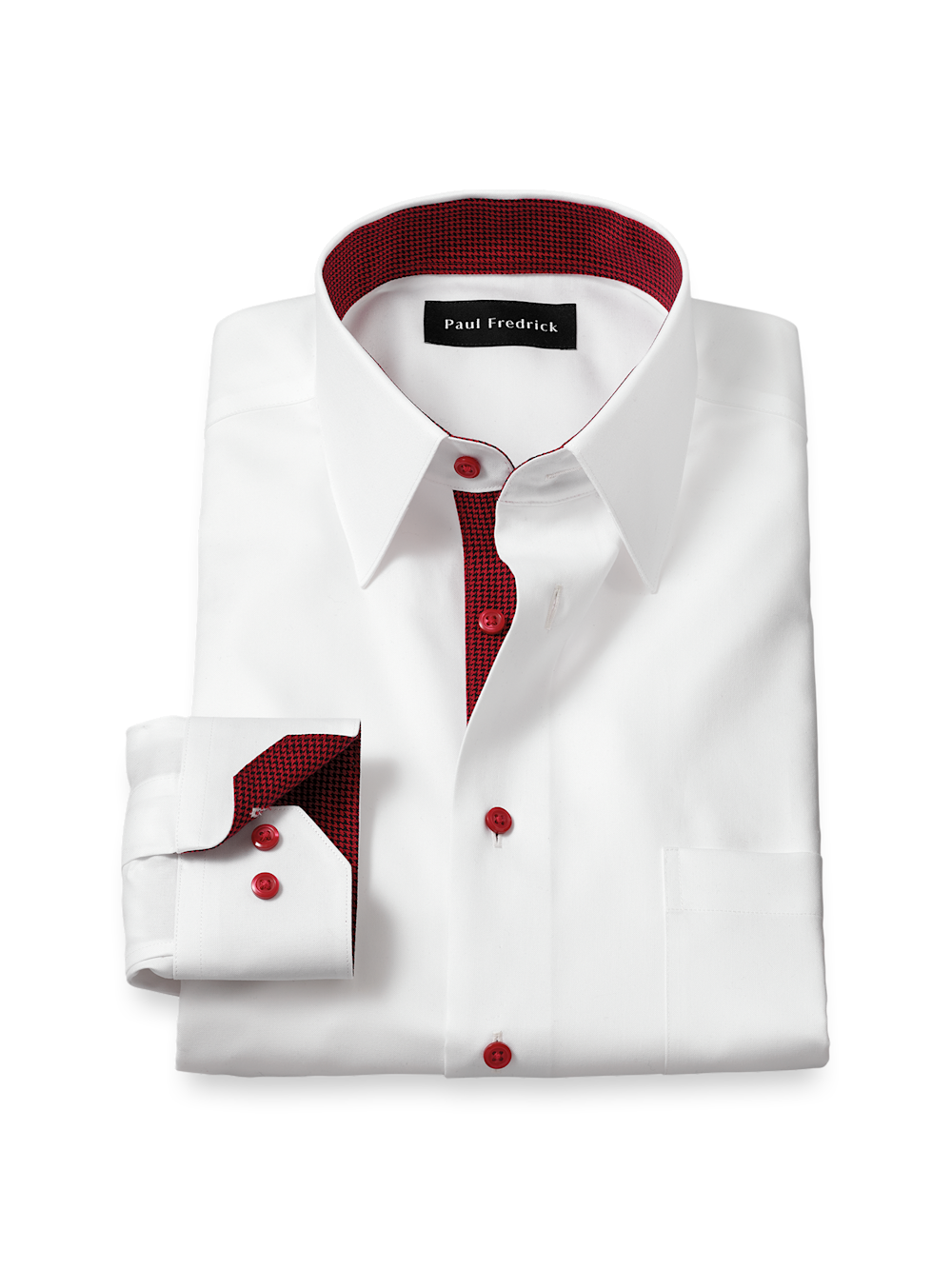 Product Image of Comfort Stretch Non-iron Solid Dress Shirt With Contrast Trim-White