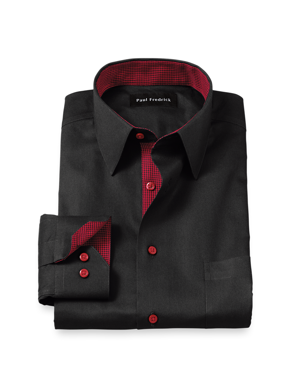 Product Image of Comfort Stretch Non-iron Solid Dress Shirt With Contrast Trim-Black