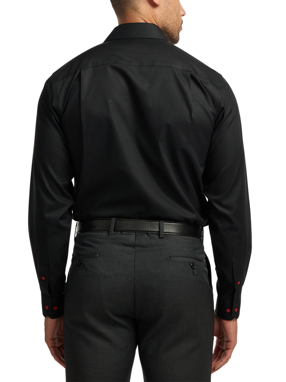 Alternate Image of Comfort Stretch Non-iron Solid Dress Shirt With Contrast Trim-4