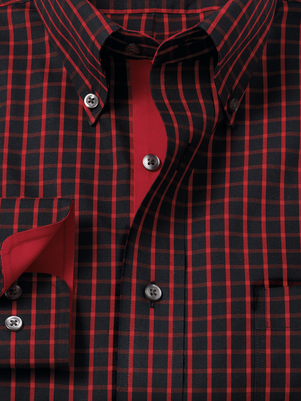 Alternate Image of Comfort Stretch Non-iron Check Dress Shirt With Contrast Trim-5