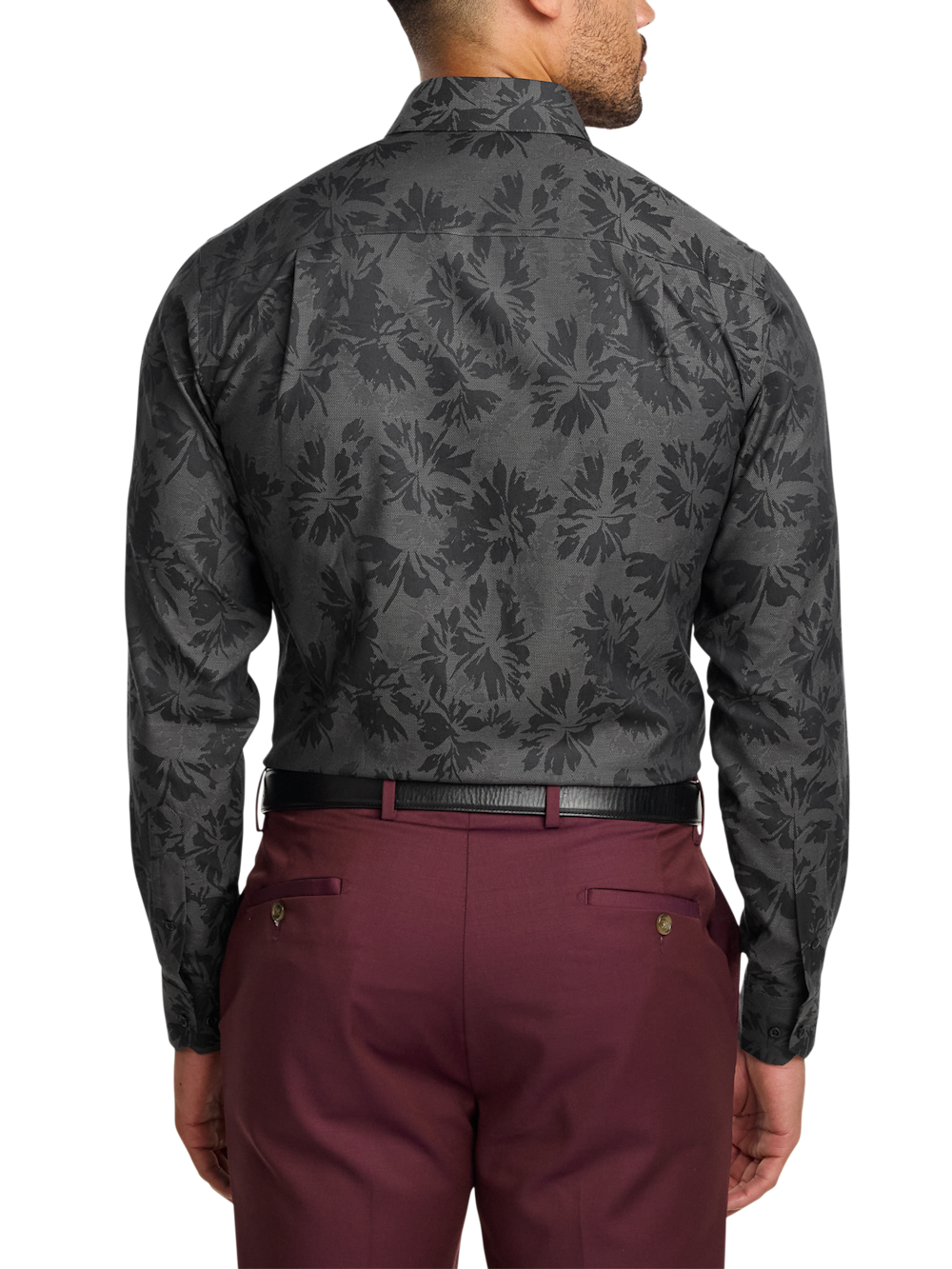 Alternate Image of Comfort Stretch Non-iron Botanical Dress Shirt With Contrast Trim-4