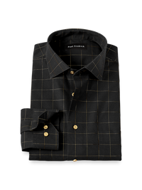 Comfort Stretch Non-Iron Check Dress Shirt - Black