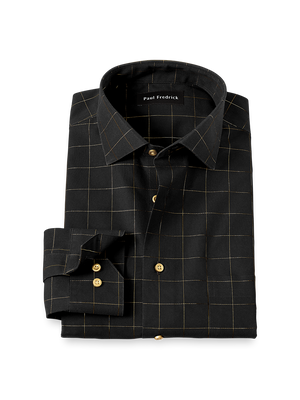 Comfort Stretch Non-Iron Check Dress Shirt - Black