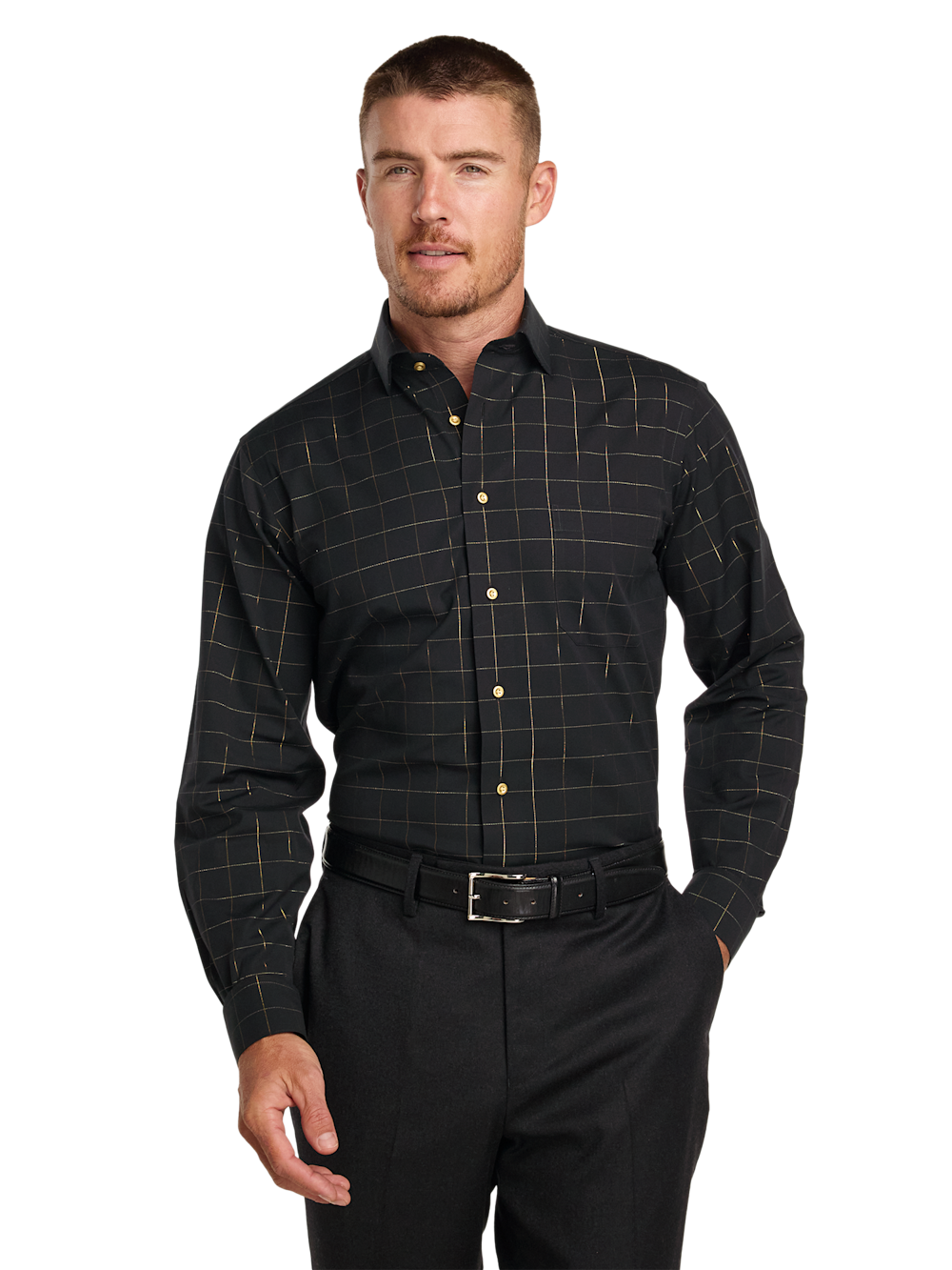 Alternate Image of Comfort Stretch Non-iron Check Dress Shirt-1