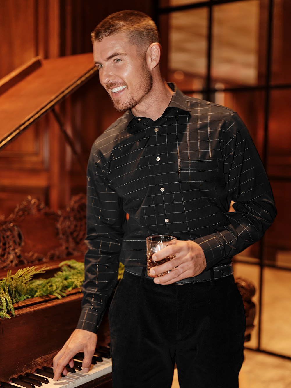 Alternate Image of Comfort Stretch Non-iron Check Dress Shirt-7