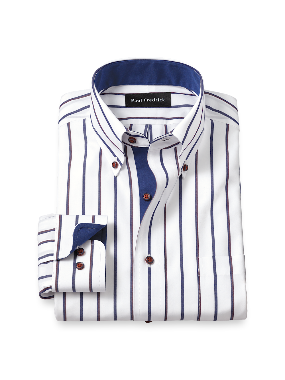 Product Image of Comfort Stretch Non-iron Stripe Dress Shirt With Contrast Trim-Multi