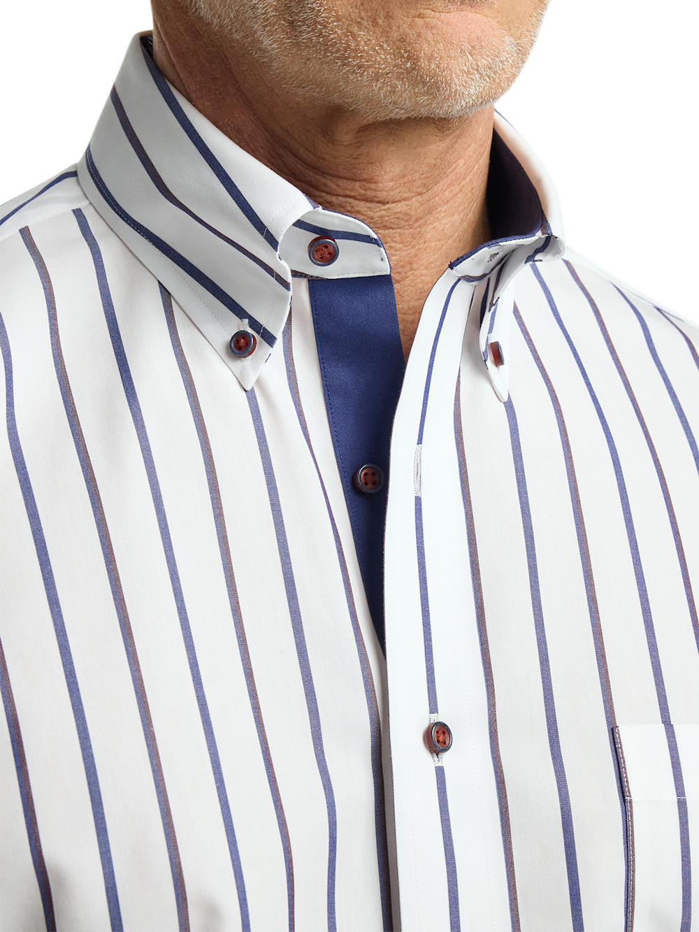 Alternate Image of Comfort Stretch Non-iron Stripe Dress Shirt With Contrast Trim-2