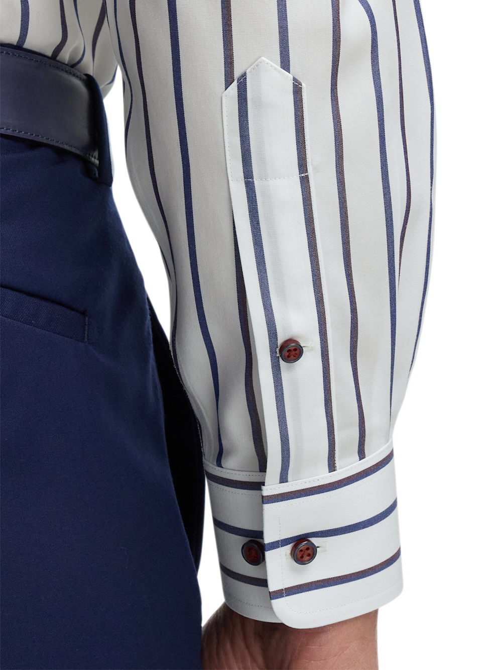 Alternate Image of Comfort Stretch Non-iron Stripe Dress Shirt With Contrast Trim-3