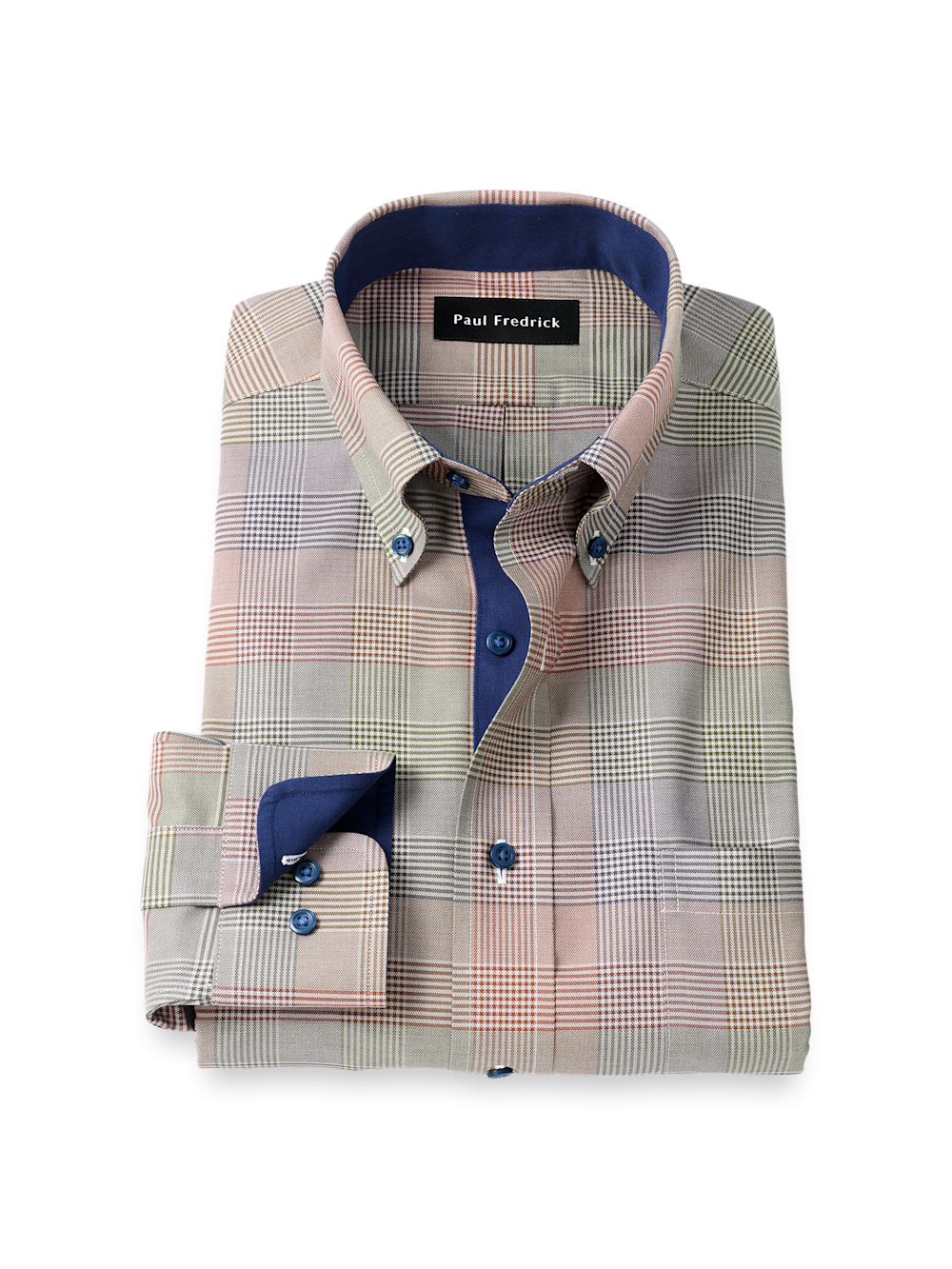 Product Image of Comfort Stretch Non-iron Plaid Dress Shirt With Contrast Trim-Multi