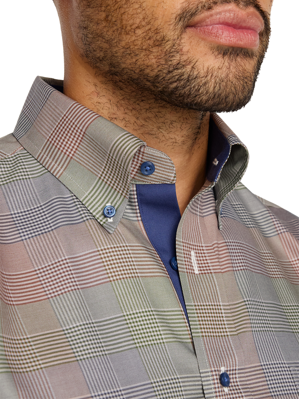 Alternate Image of Comfort Stretch Non-iron Plaid Dress Shirt With Contrast Trim-2