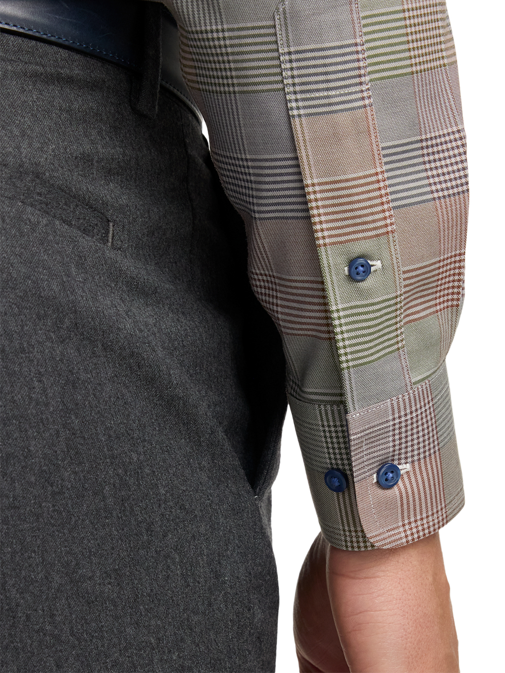 Alternate Image of Comfort Stretch Non-iron Plaid Dress Shirt With Contrast Trim-3