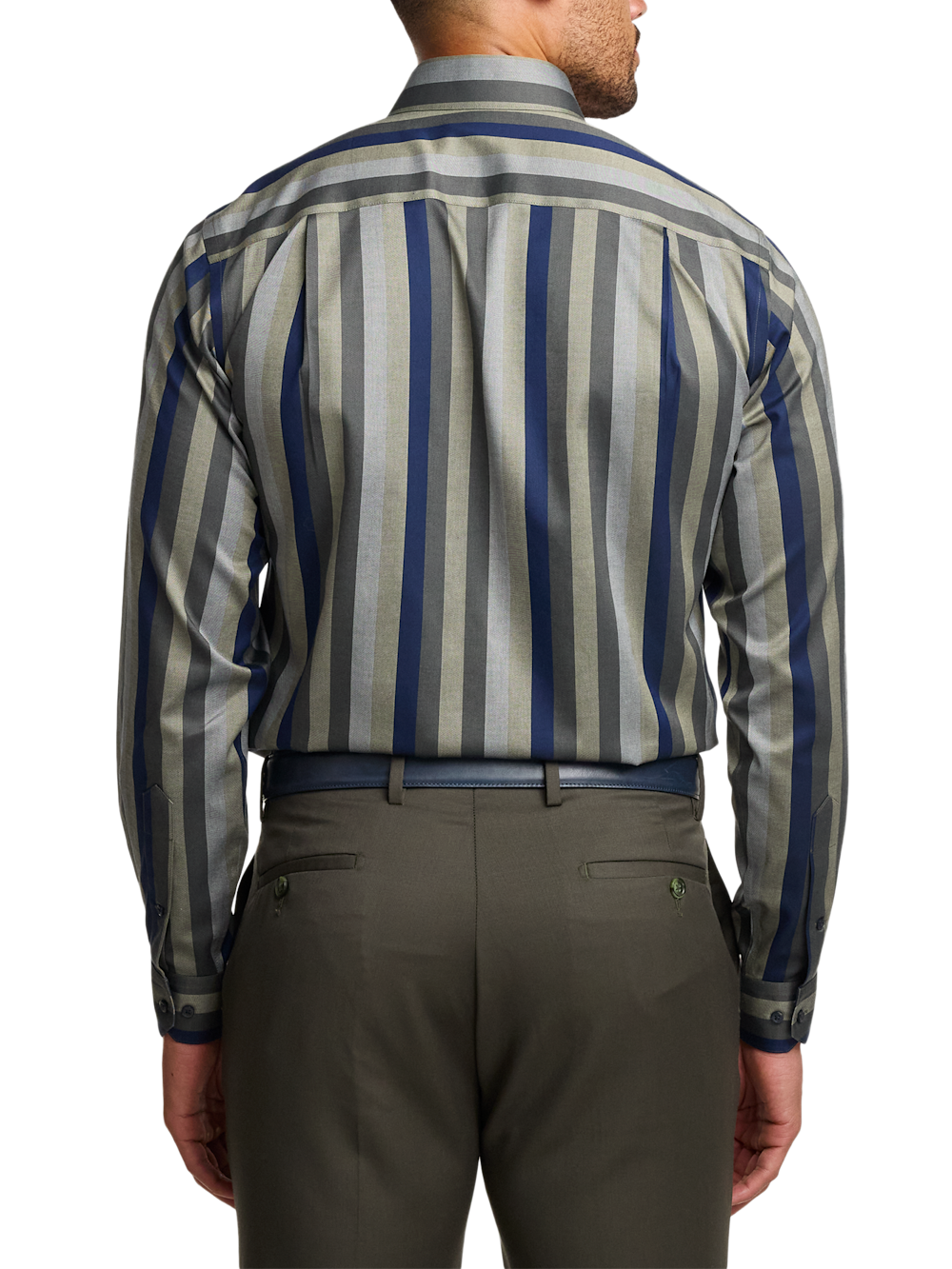 Alternate Image of Comfort Stretch Non-iron Stripe Dress Shirt With Contrast Trim-4