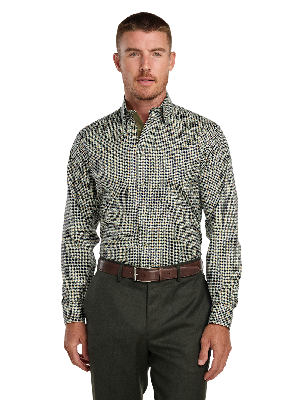 Alternate Image of Comfort Stretch Non-iron Check Dress Shirt With Contrast Trim-1