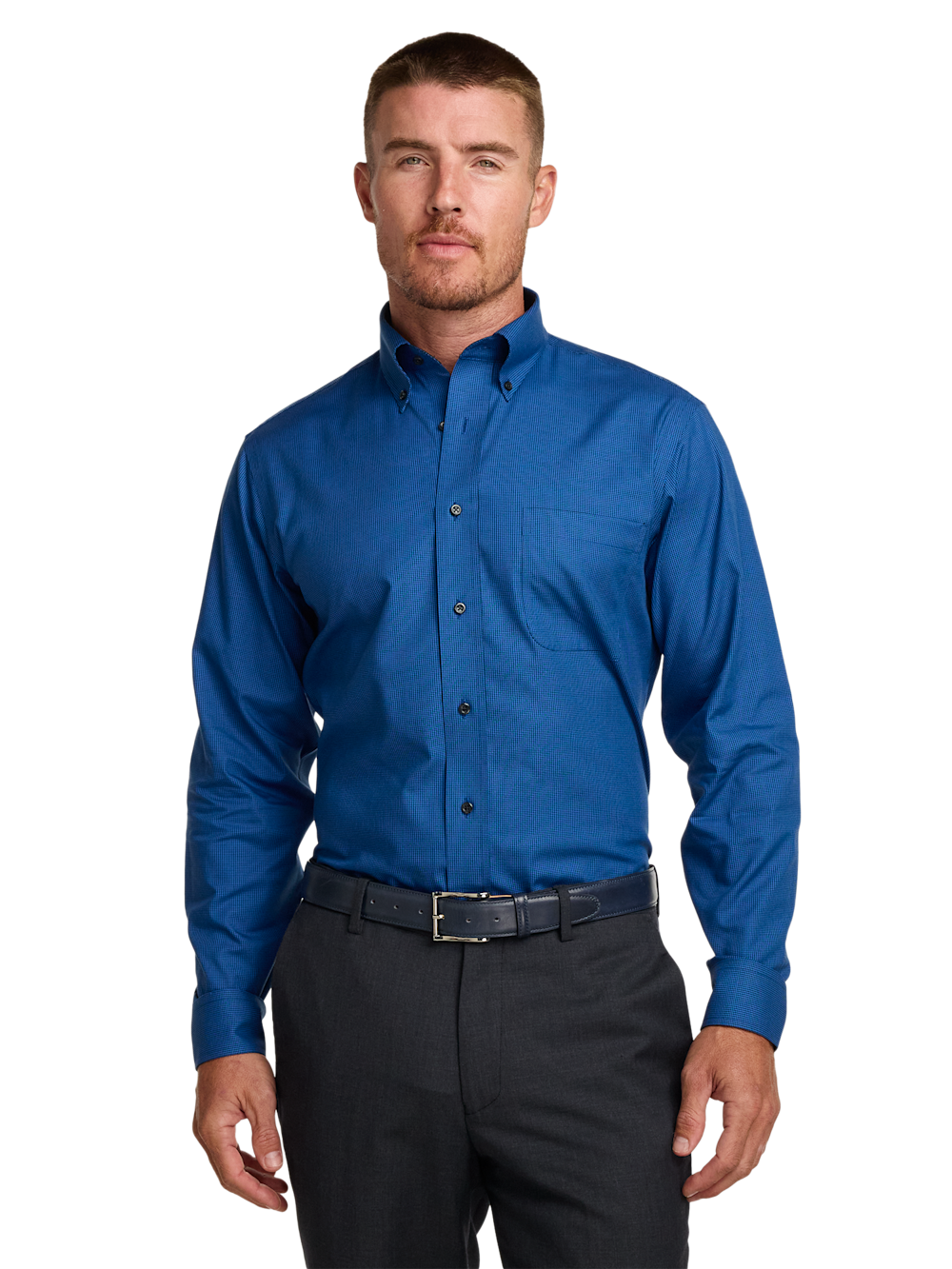 Alternate Image of Non-iron Cotton Check Dress Shirt With Contrast Trim-1