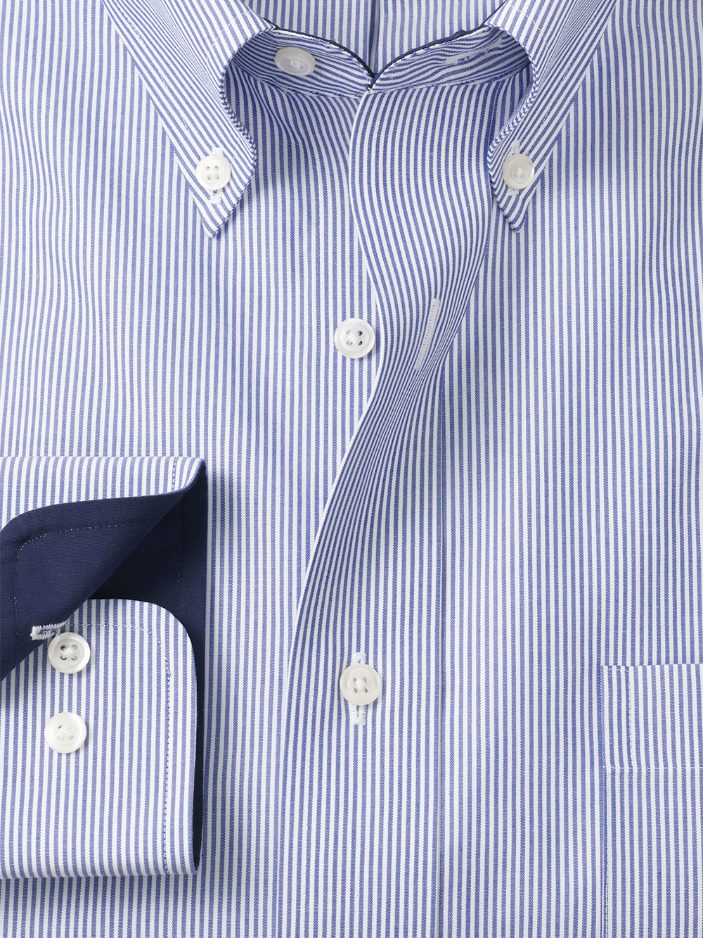 Alternate Image of Non-iron Cotton Stripe Dress Shirt With Contrast Trim-5
