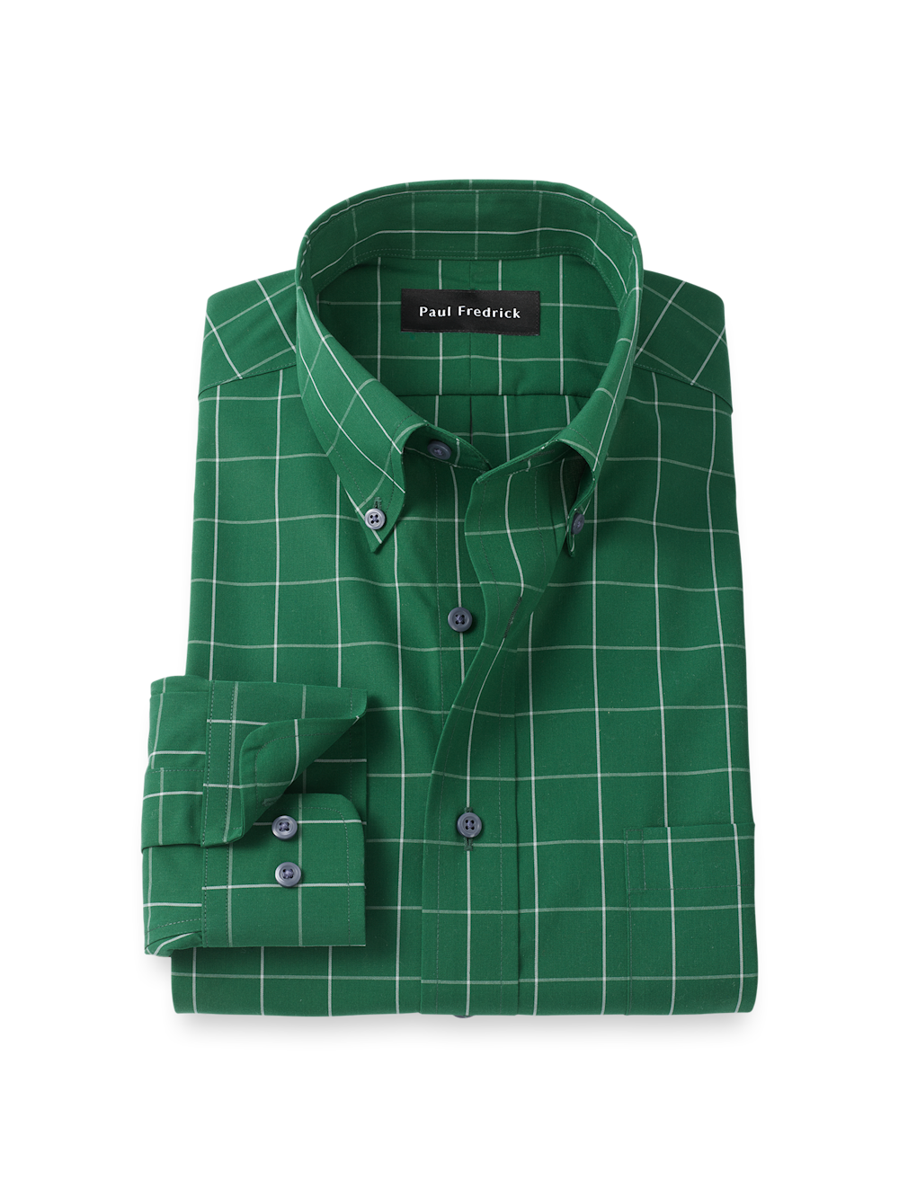 Product Image of Non-iron Cotton Windowpane Dress Shirt-Green