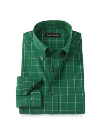 Non-Iron Cotton Windowpane Dress Shirt - Green