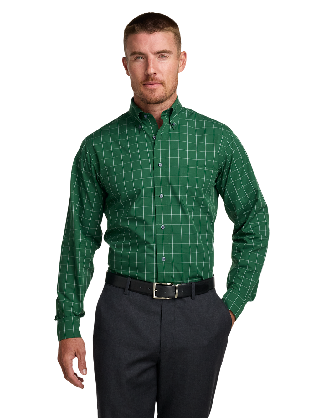 Alternate Image of Non-iron Cotton Windowpane Dress Shirt-1