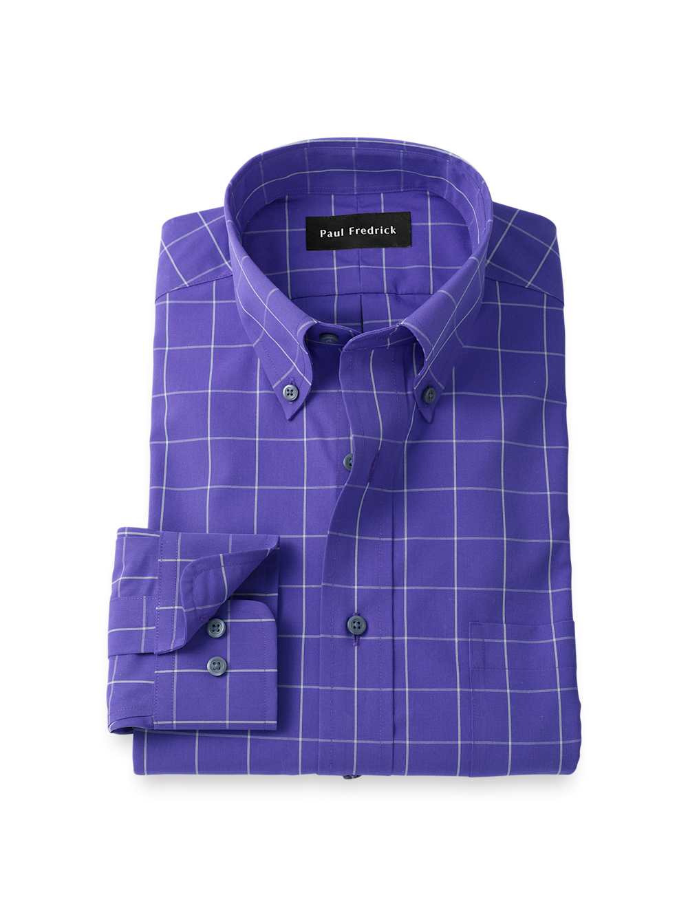 Product Image of Non-iron Cotton Windowpane Dress Shirt-Purple
