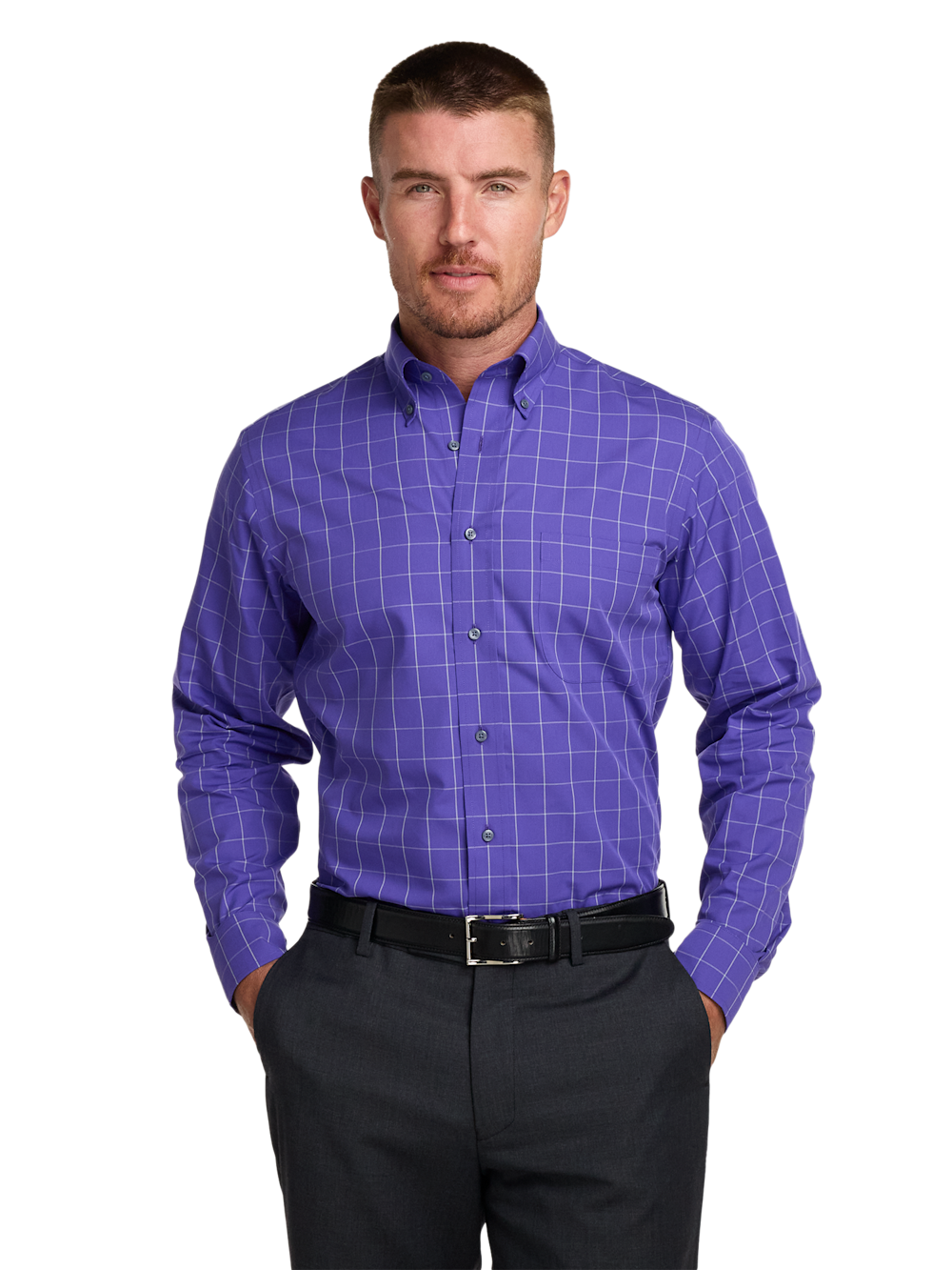 Alternate Image of Non-iron Cotton Windowpane Dress Shirt-1