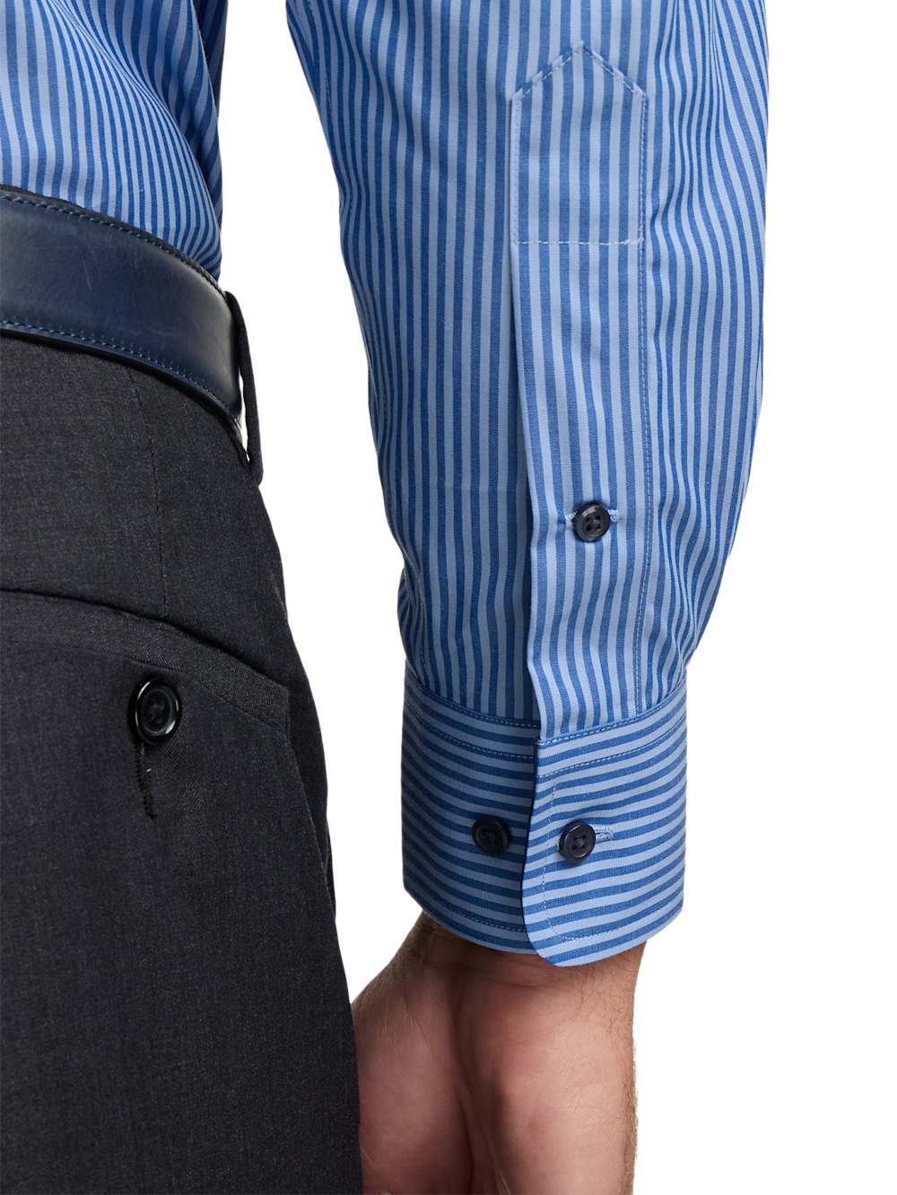 Alternate Image of Non-iron Cotton Stripe Dress Shirt With Contrast Trim-3