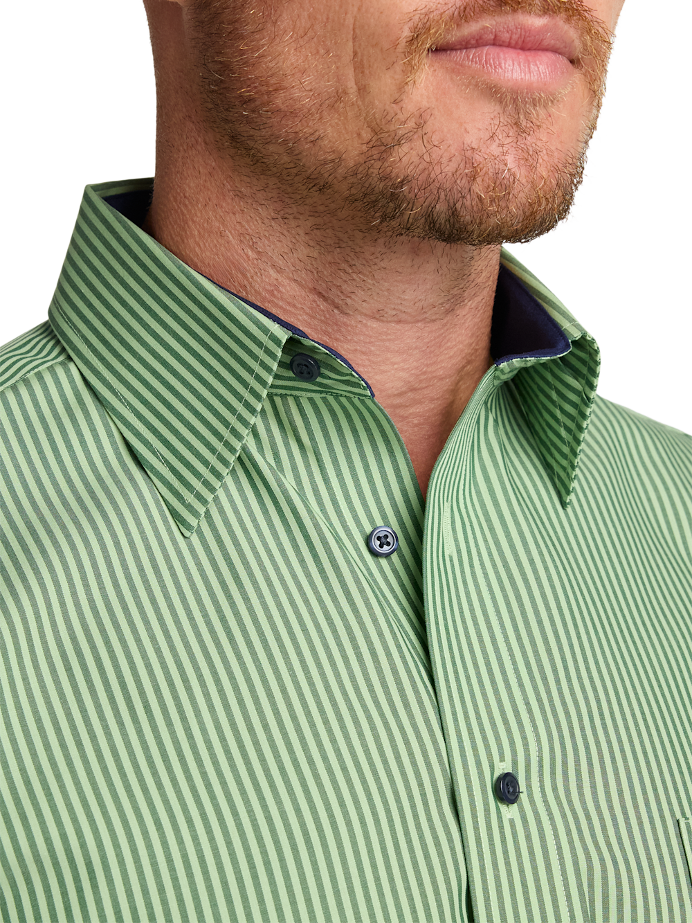 Alternate Image of Non-iron Cotton Stripe Dress Shirt With Contrast Trim-2