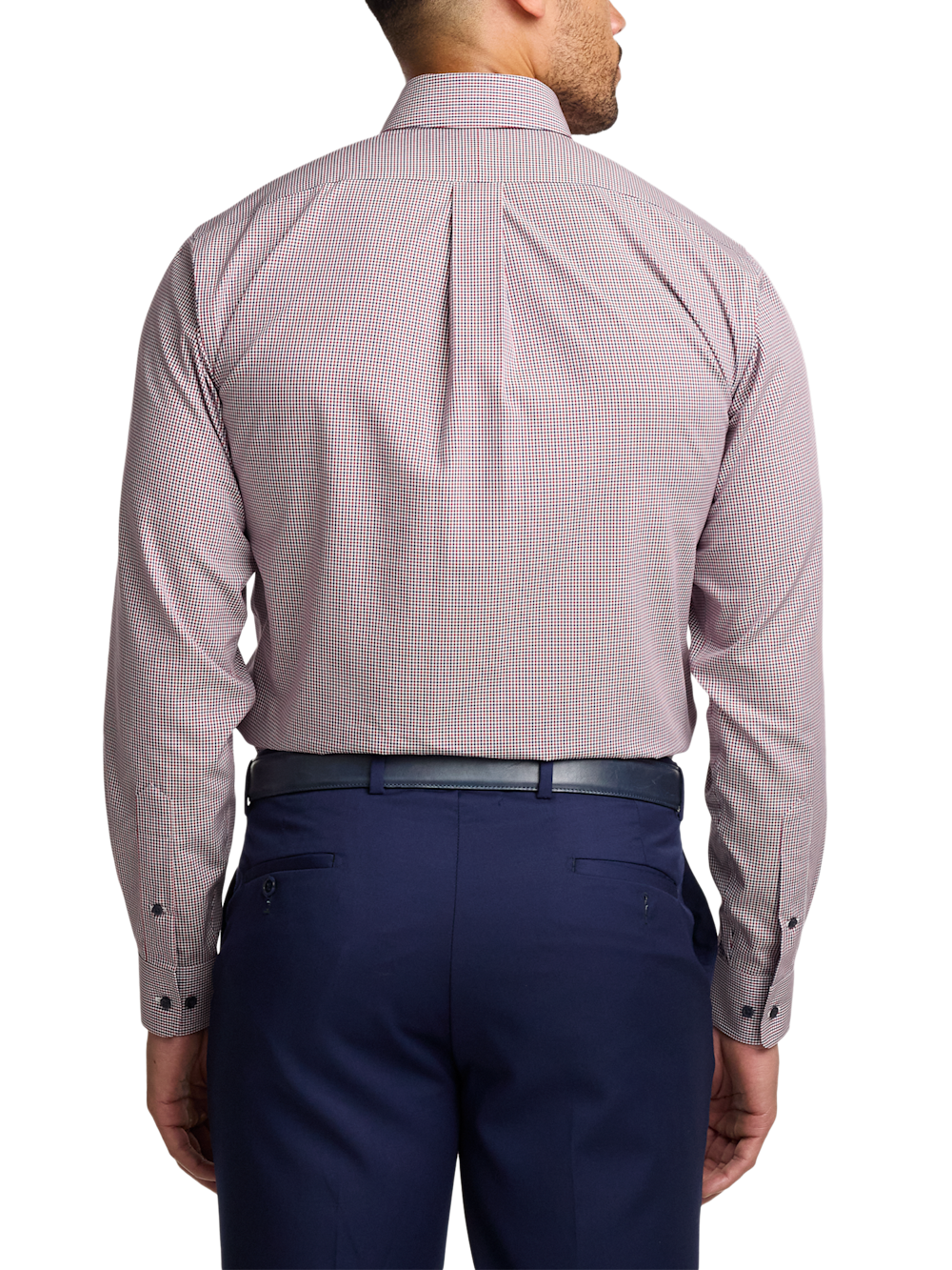 Alternate Image of Non-iron Cotton Check Dress Shirt With Contrast Trim-4