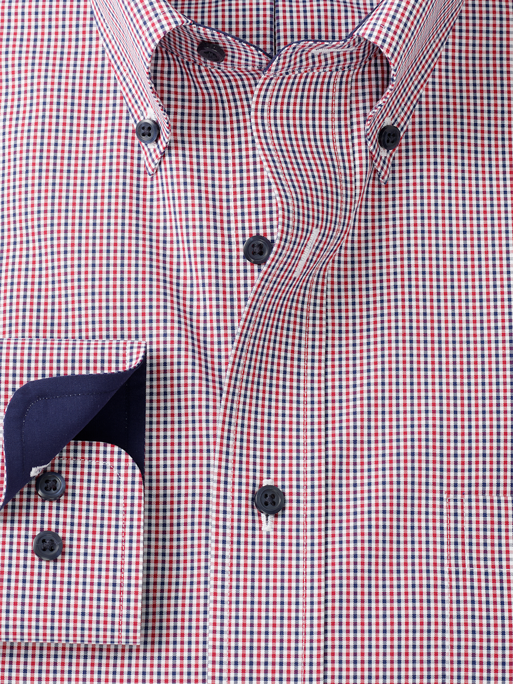 Alternate Image of Non-iron Cotton Check Dress Shirt With Contrast Trim-5