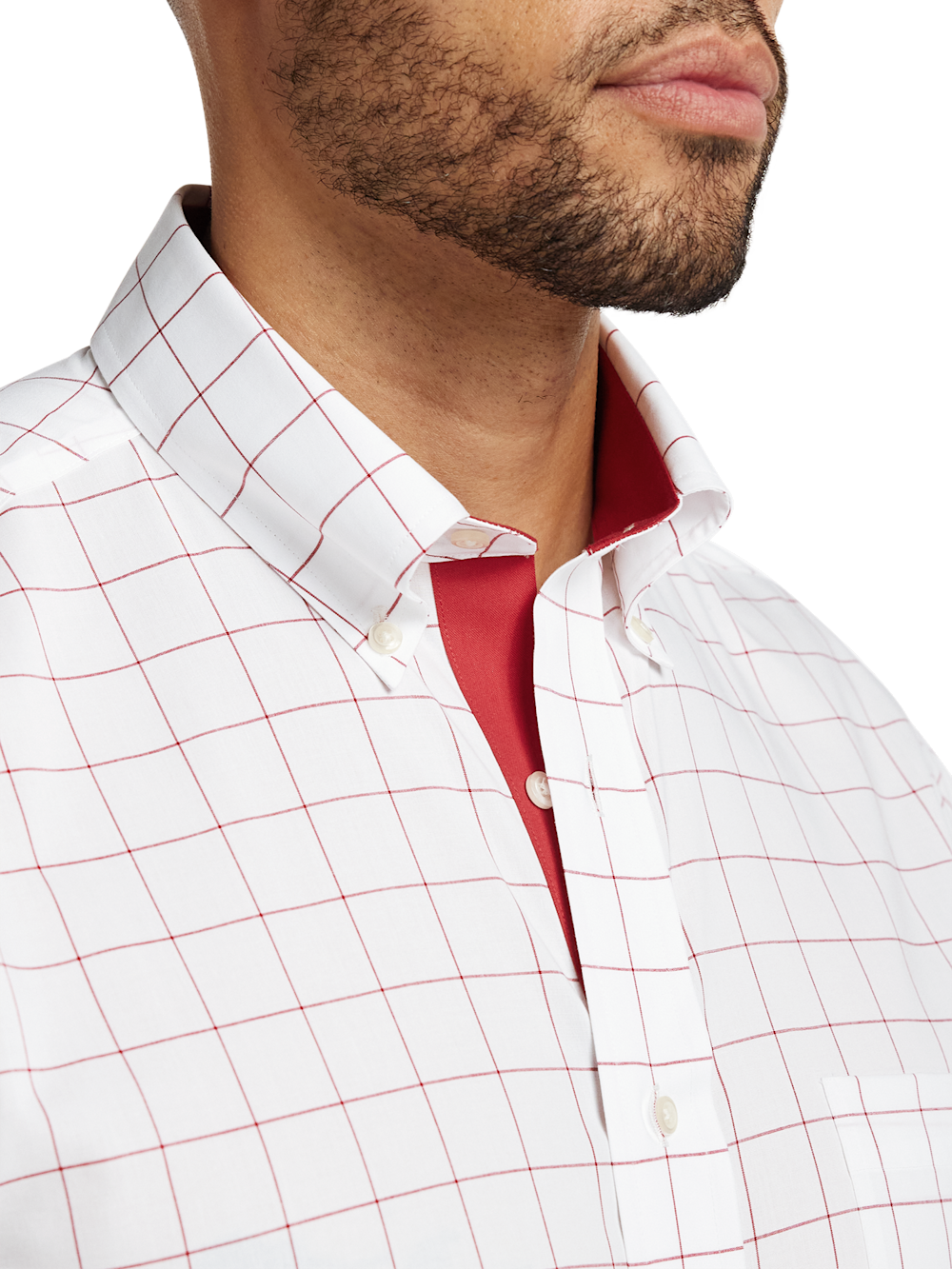 Alternate Image of Non-iron Cotton Windowpane Dress Shirt With Contrast Trim-2