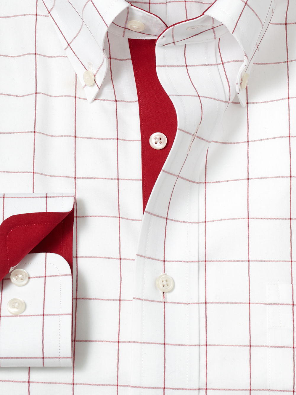 Alternate Image of Non-iron Cotton Windowpane Dress Shirt With Contrast Trim-5