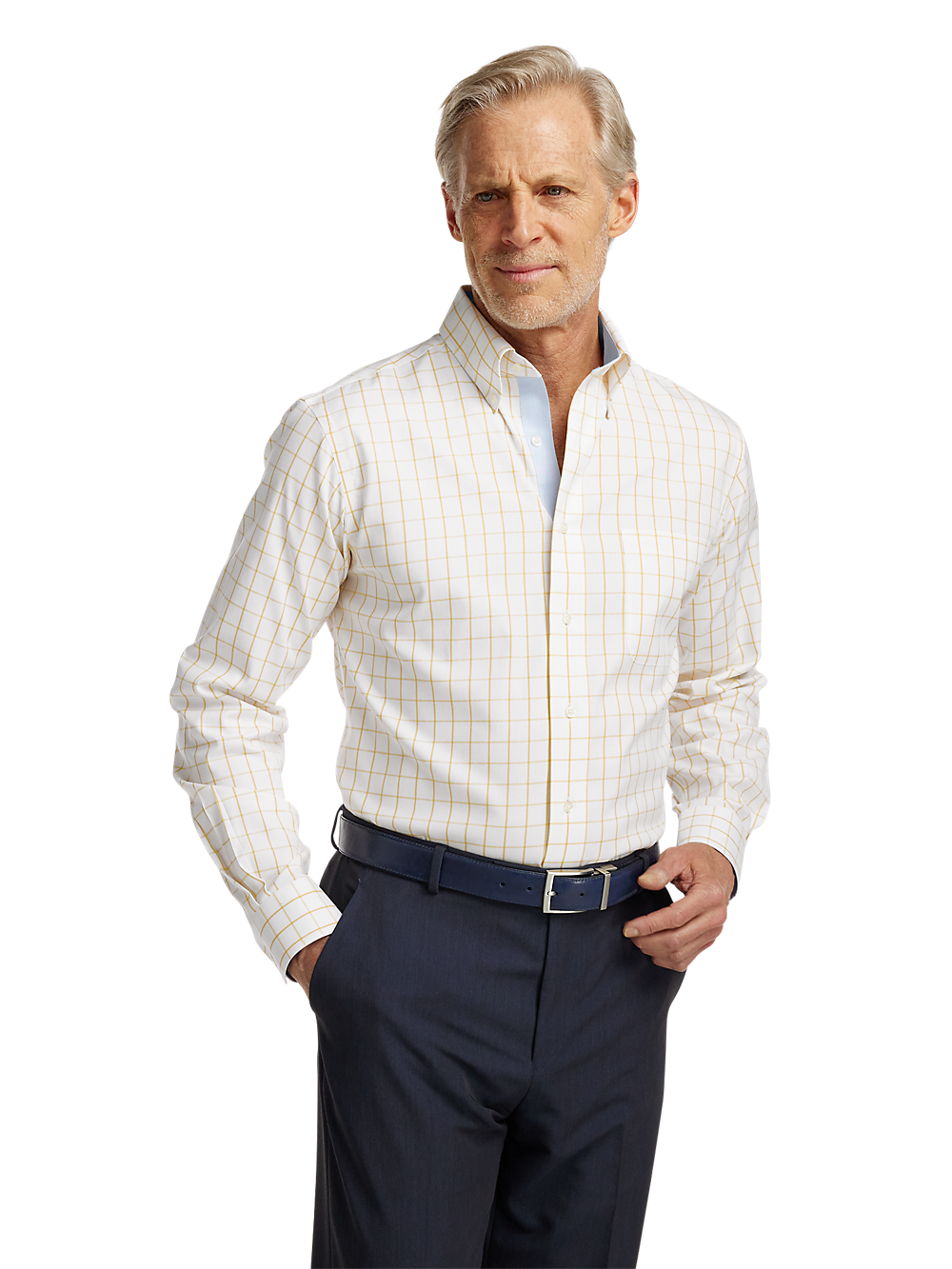 Alternate Image of Comfort Stretch Non-iron Check Dress Shirt With Contrast Trim-1