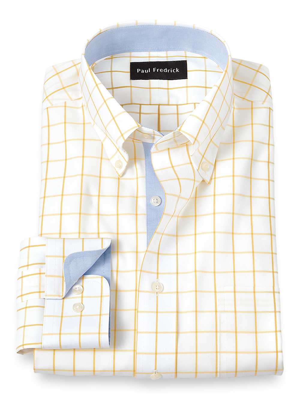 Product Image of Comfort Stretch Non-iron Check Dress Shirt With Contrast Trim-Yellow