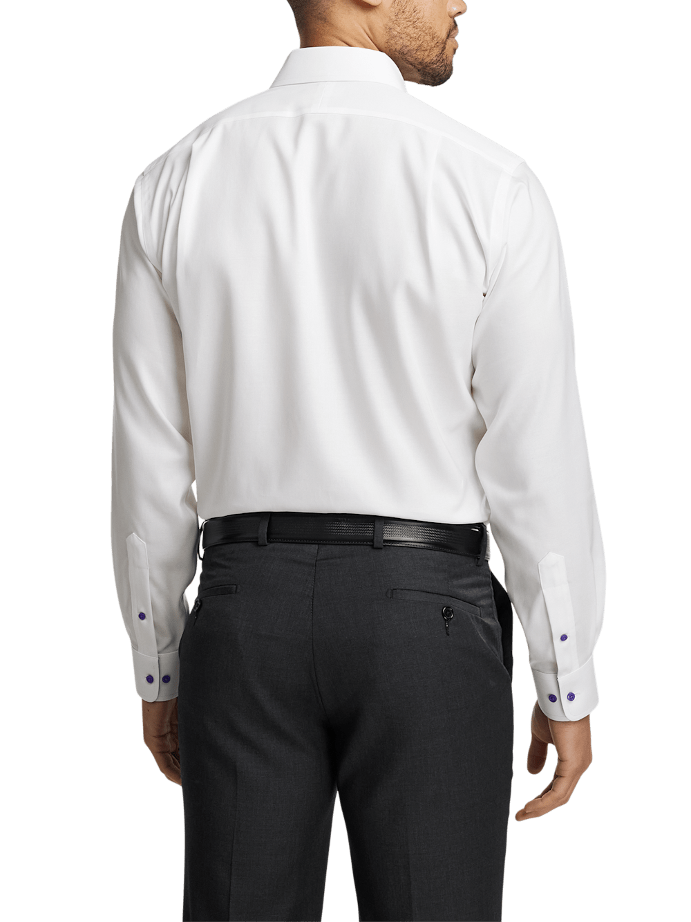 Alternate Image of Comfort Stretch Non-iron Solid Dress Shirt With Contrast Trim-4