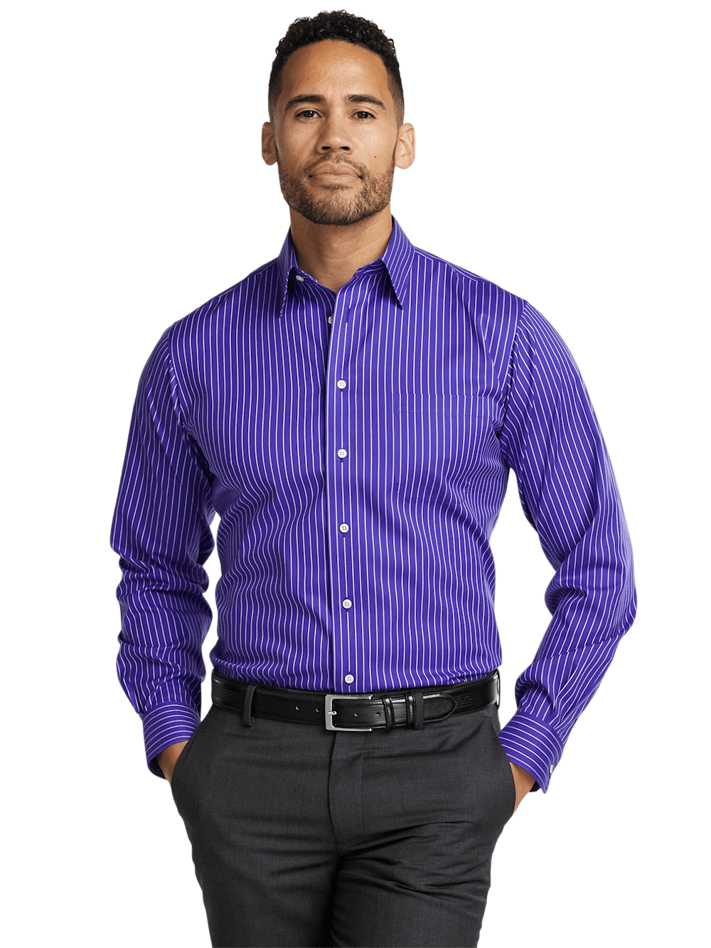 Alternate Image of Comfort Stretch Non-iron Stripe Dress Shirt-1