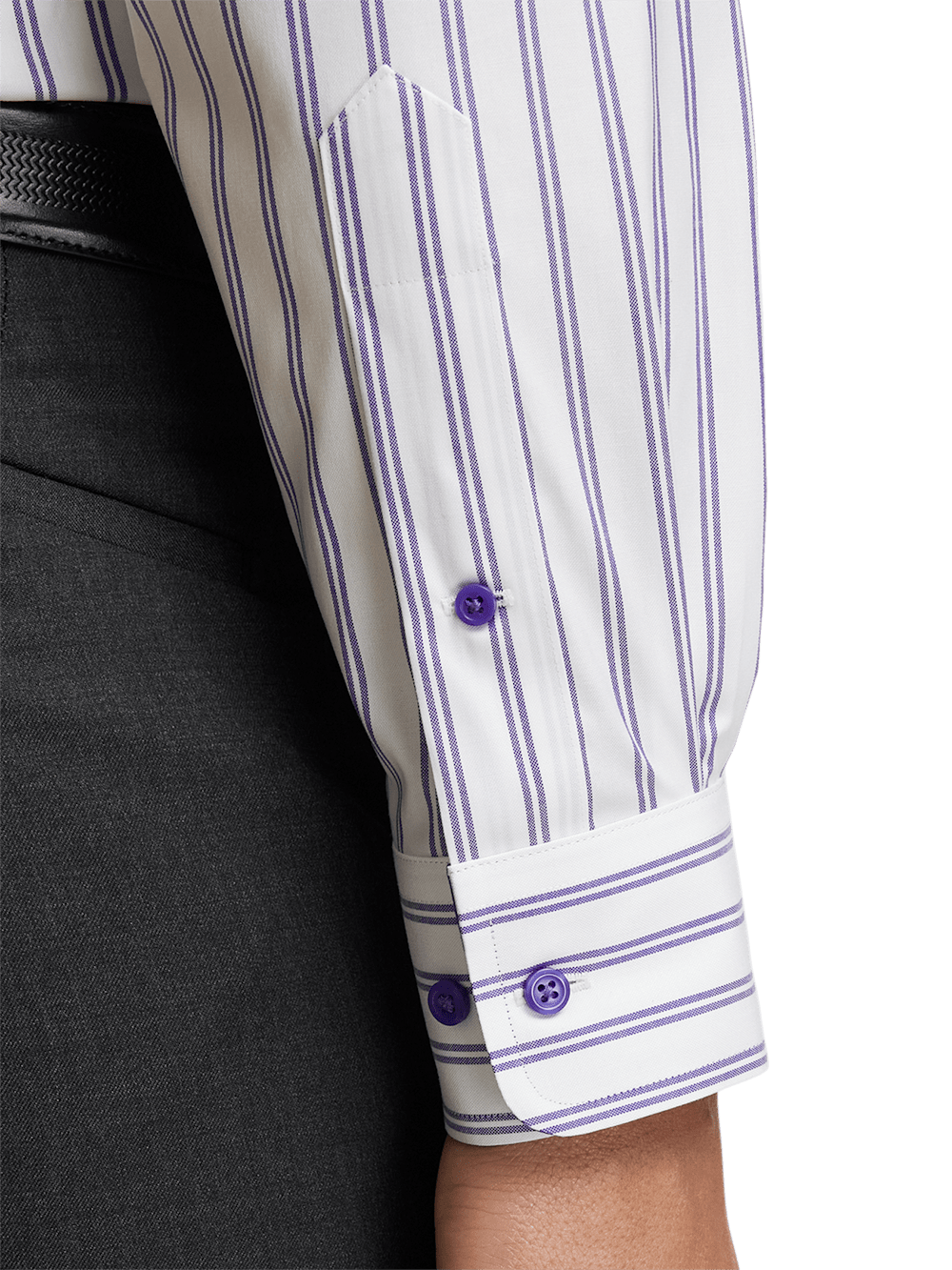 Alternate Image of Comfort Stretch Non-iron Stripe Dress Shirt With Contrast Trim-3
