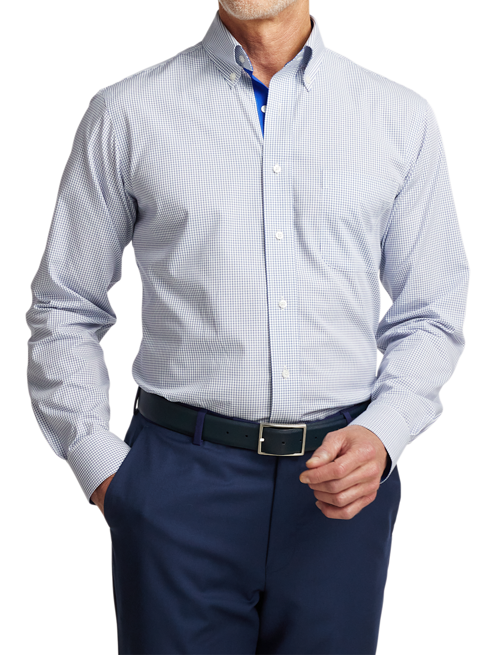 Alternate Image of Non-iron Cotton Check Dress Shirt With Contrast Trim-1