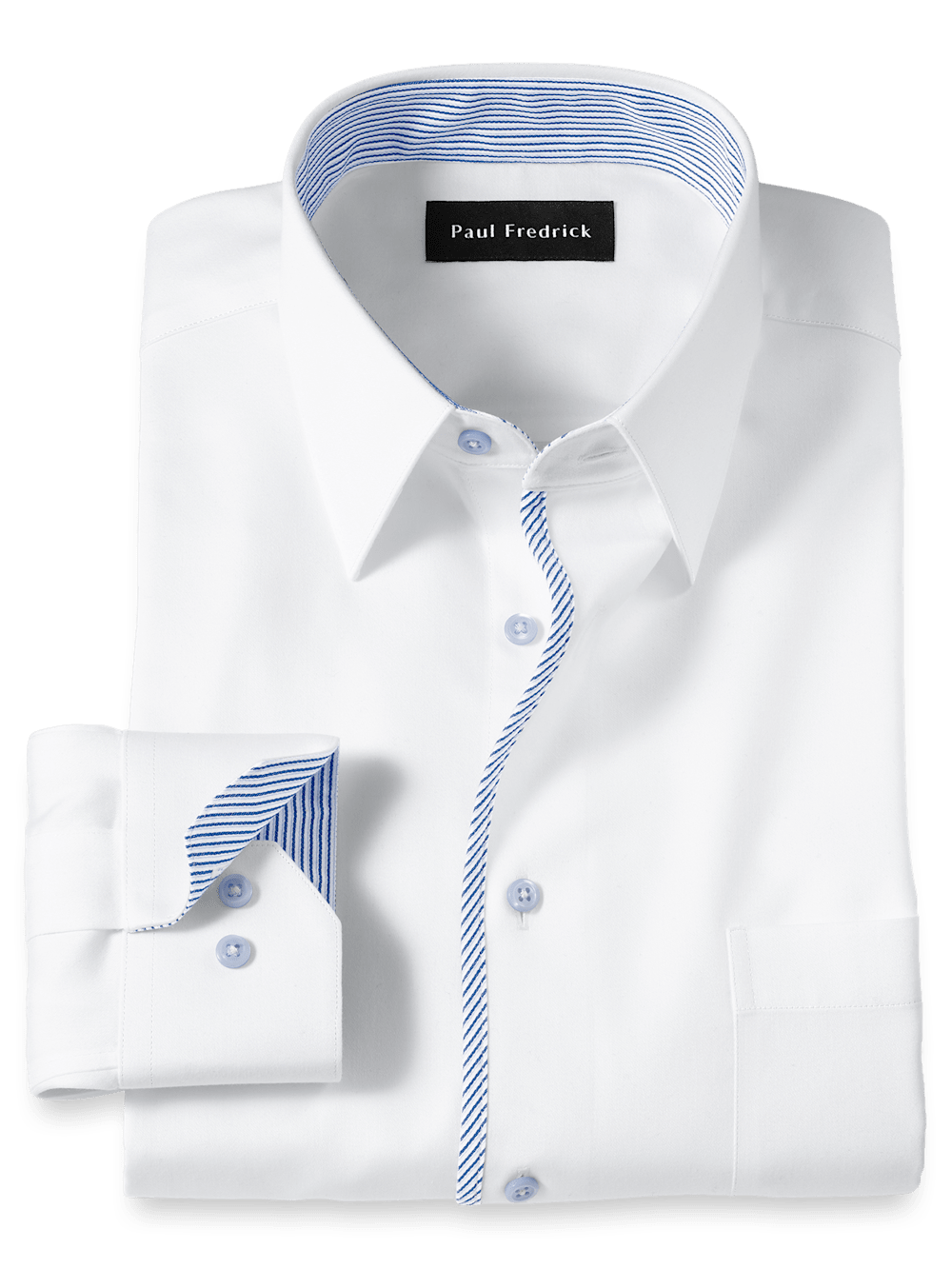 Product Image of Non-iron Cotton Solid Dress Shirt With Contrast Trim-White