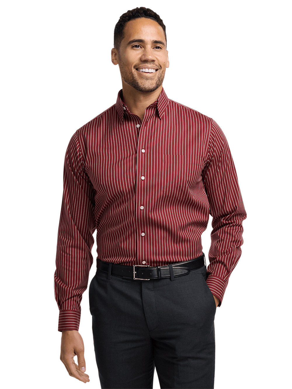 Alternate Image of Comfort Stretch Non-iron Stripe Dress Shirt-1
