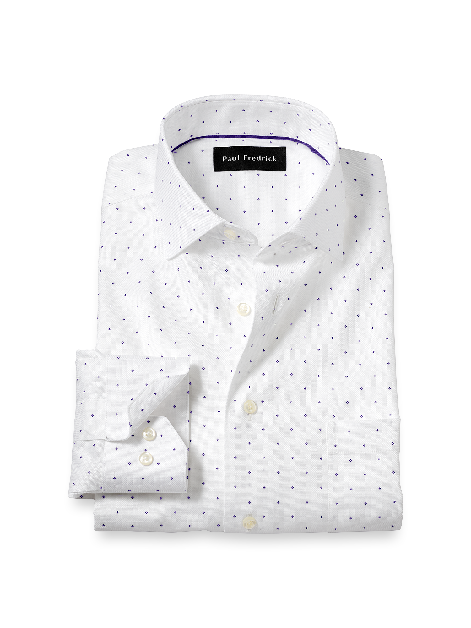 Product Image of Comfort Stretch Non-iron Geometric Dress Shirt-White/Purple