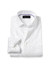Comfort Stretch Non-Iron Geometric Dress Shirt - White/purple