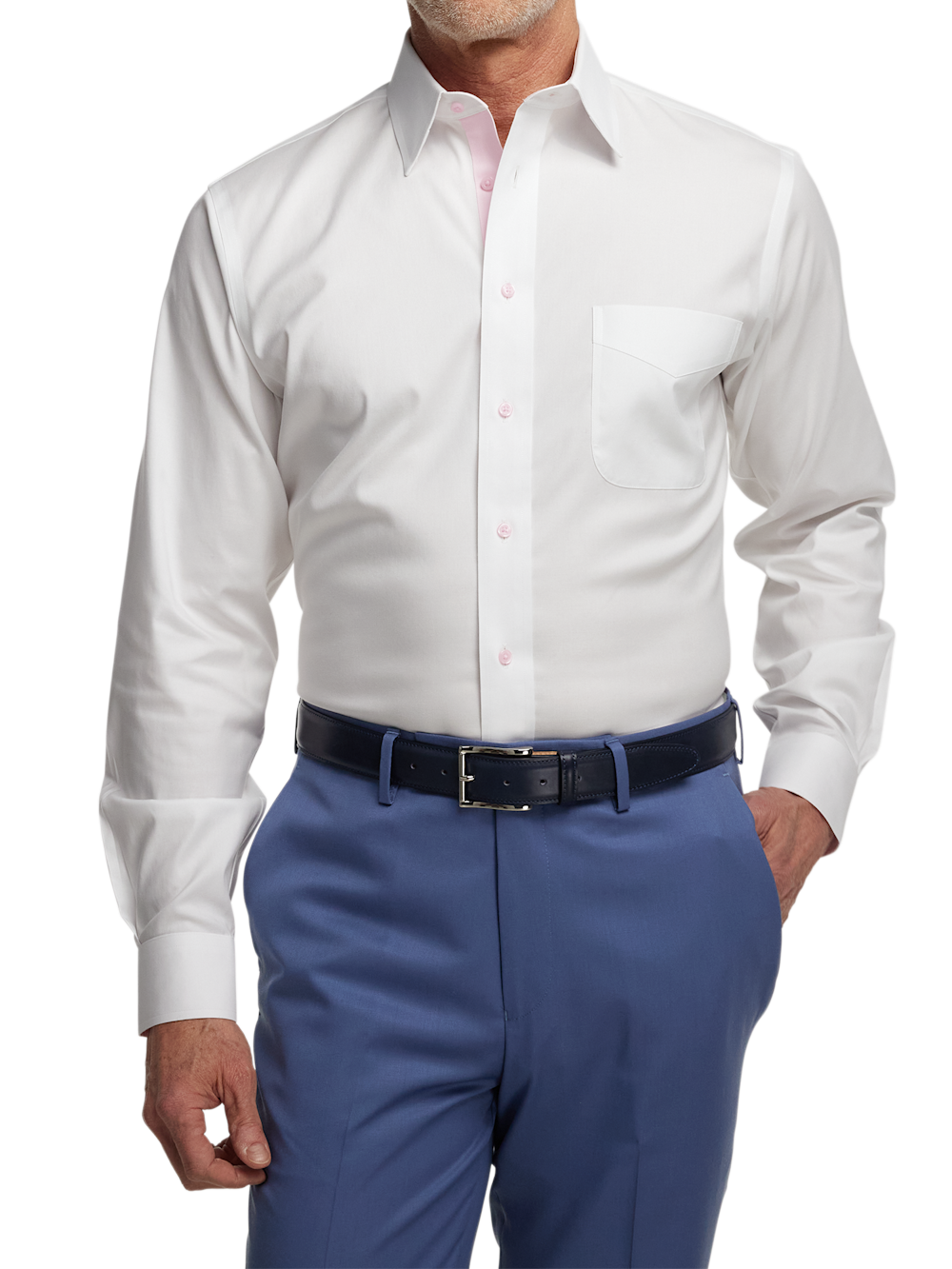 Alternate Image of Comfort Stretch Non-iron Solid Dress Shirt With Contrast Trim-1