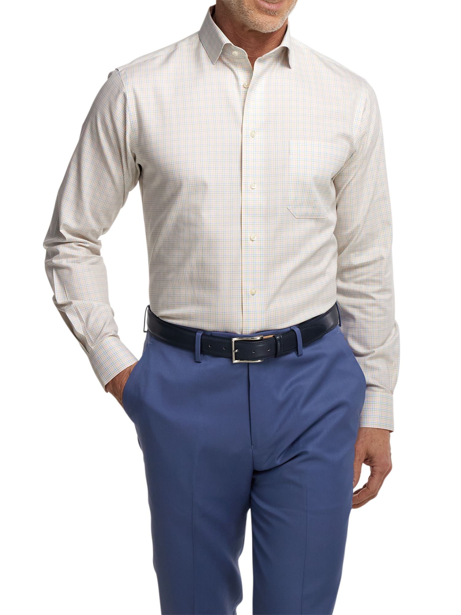 Comfort Stretch Non-Iron Check Dress Shirt - Multi
