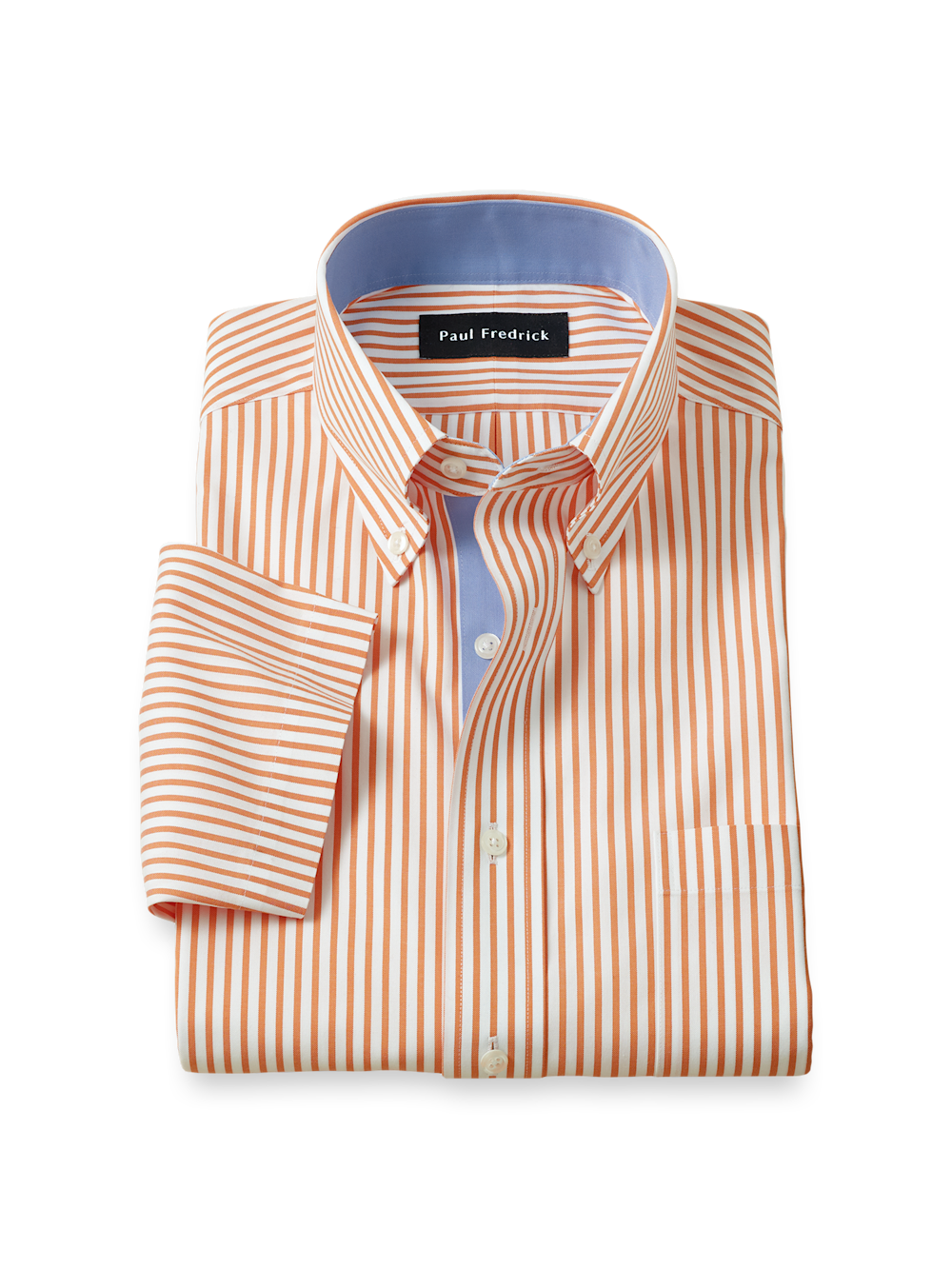 Product Image of Comfort Stretch Non-iron Stripe Dress Shirt With Contrast Trim-Melon