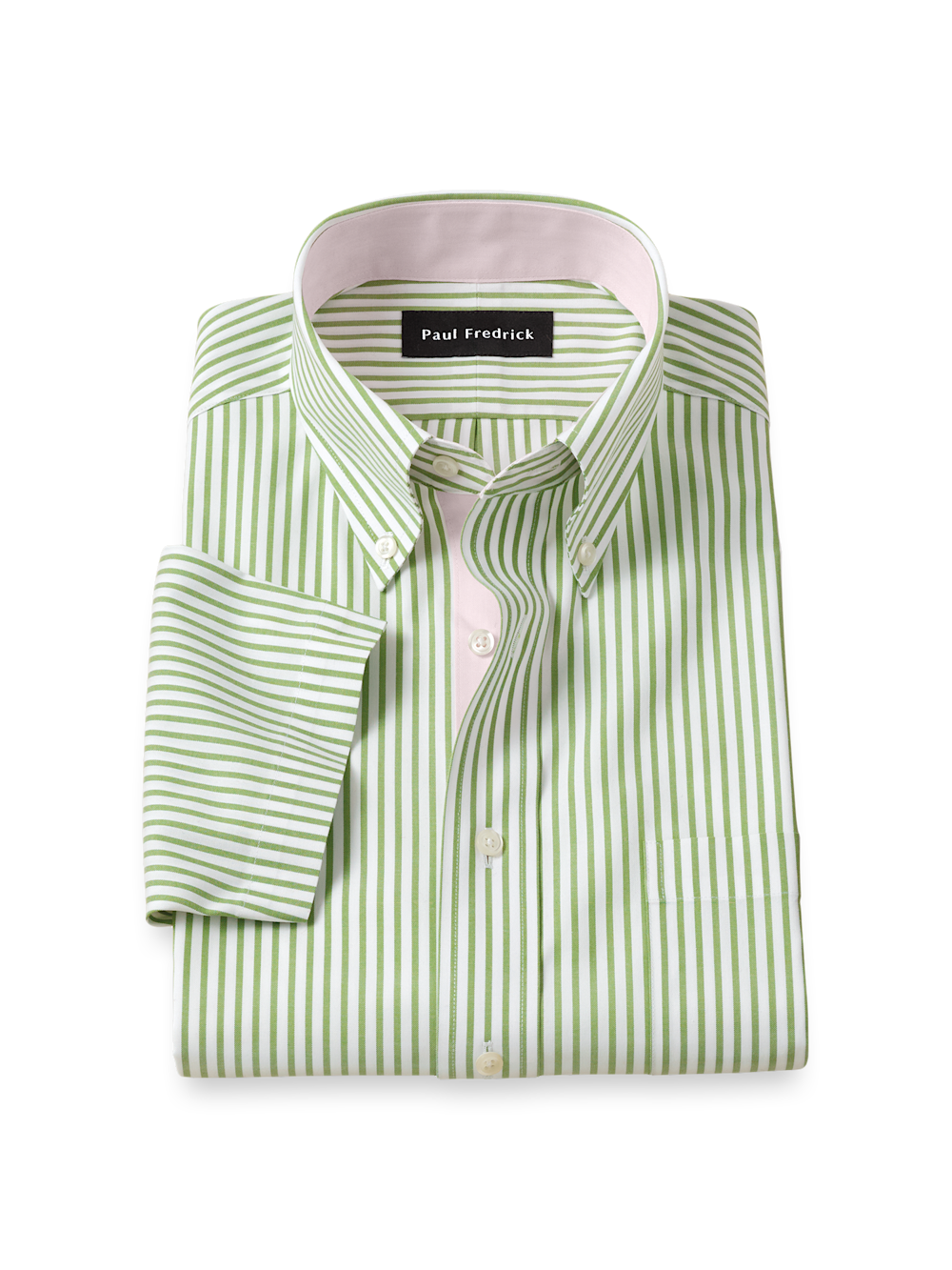 Product Image of Comfort Stretch Non-iron Stripe Dress Shirt With Contrast Trim-Green